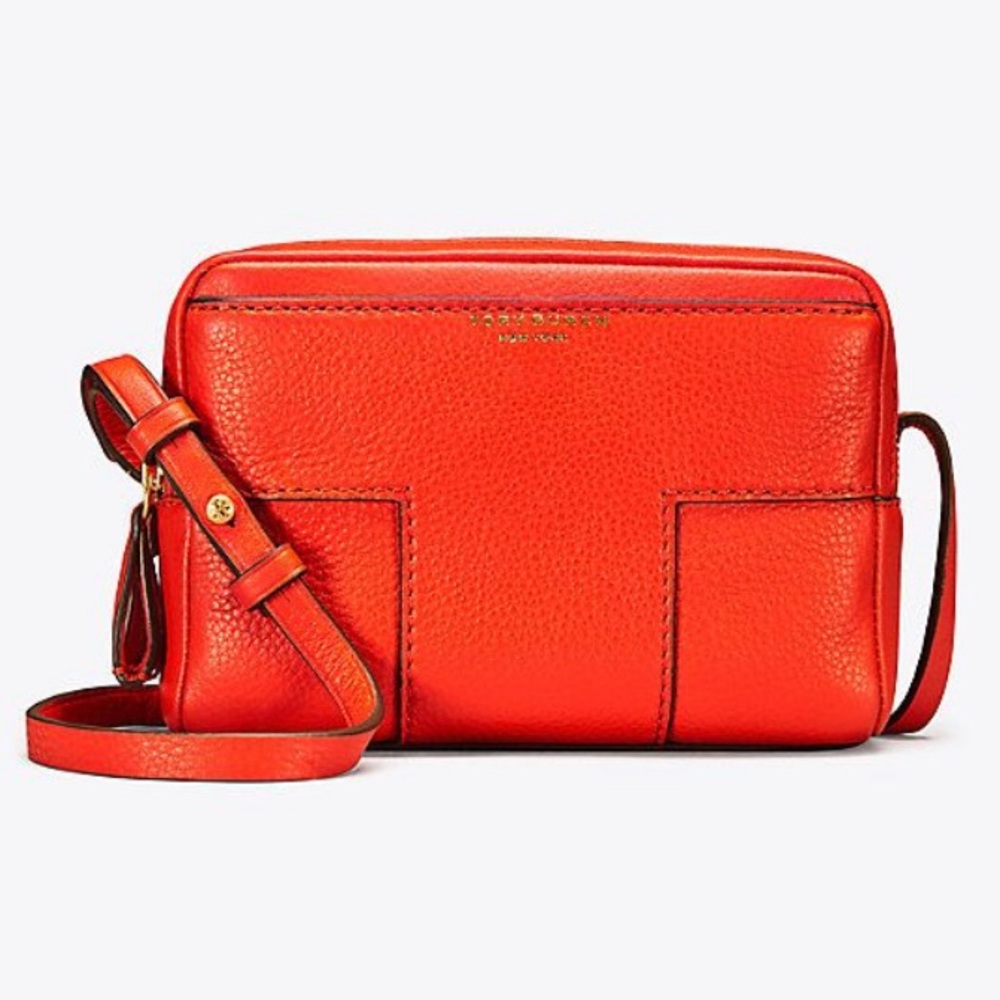 Tory Burch Block T Pebbled Leather Crossbody Bag